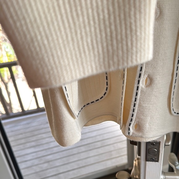 Supreme Contrast Stitch Button Up Sweater in Natural - Picture 5 of 10